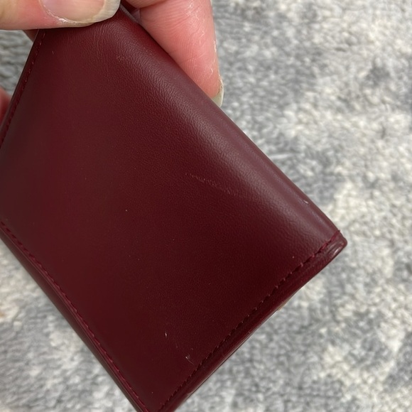 Cartier Burgundy Leather Mini Compact Wallet Pouch Must Line Square Coin Purse - Picture 10 of 17